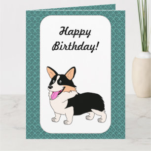 Happy Birthday Tricolor Corgi Card
