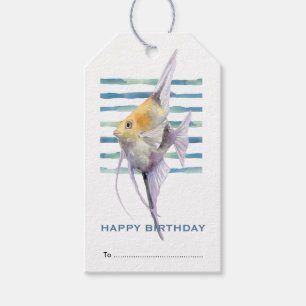 Happy Birthday, Tropical Fish Beach Coastal Gift Tags