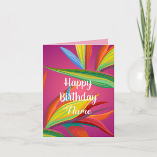 Happy Birthday Tropical Flowers Invitation
