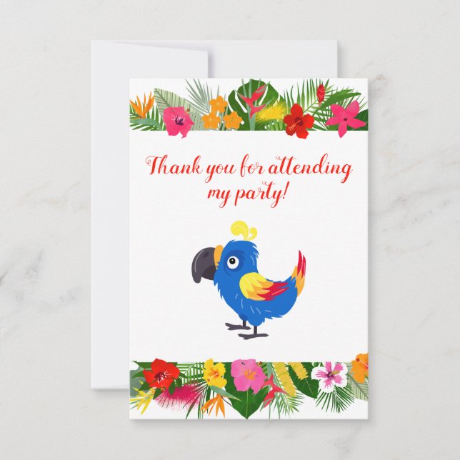 Happy Birthday Tropical Parrot Thank You Card (Front)
