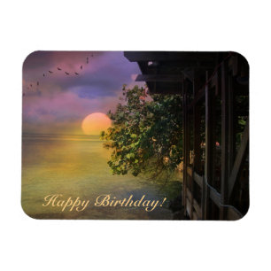 Happy Birthday Tropical Sunset Magnet