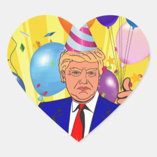 happy birthday trump heart sticker