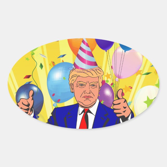 happy birthday trump oval sticker (Front)
