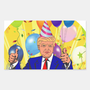 happy birthday trump rectangular sticker