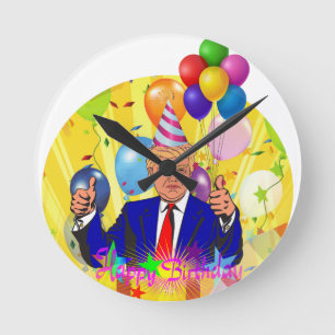 happy birthday trump round clock