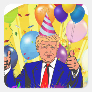 happy birthday trump square sticker