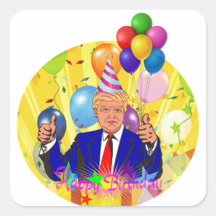 happy birthday trump square sticker