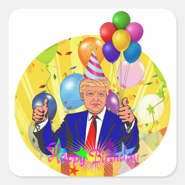 happy birthday trump square sticker (Front)