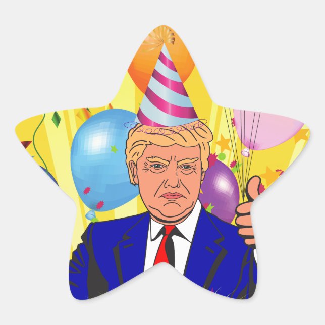 happy birthday trump star sticker (Front)