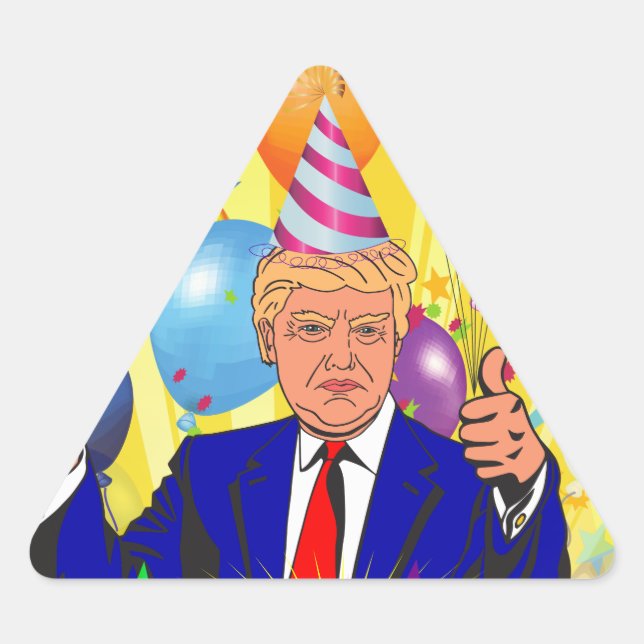 happy birthday trump triangle sticker (Front)
