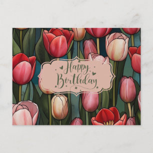 Happy Birthday Tulip Flowers Postcard
