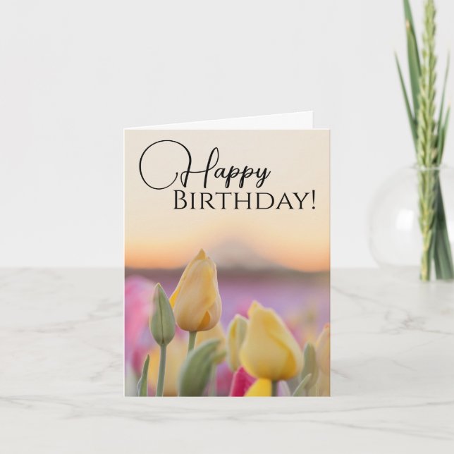 Happy Birthday Tulip Greeting Card (Front)