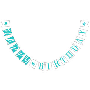 HAPPY BIRTHDAY Turquoise And White Bunting