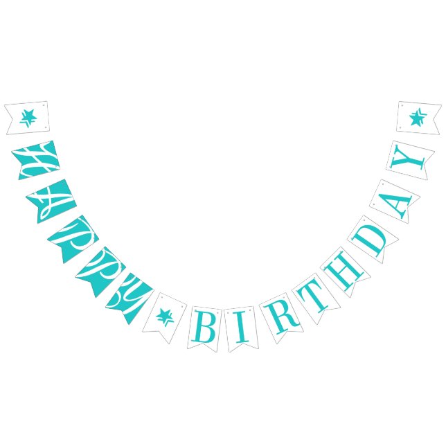 HAPPY BIRTHDAY Turquoise And White Bunting (All)