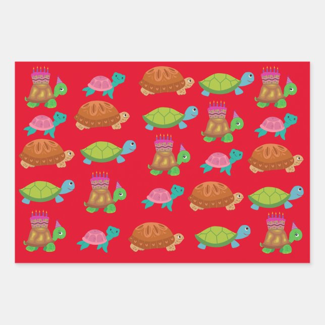 happy Birthday turtle wrapping paper (Front)