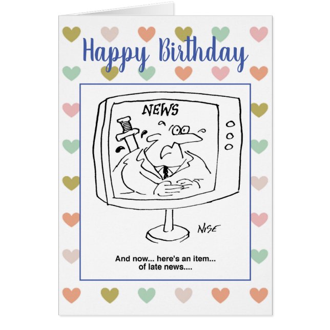 Happy Birthday TV Newsreader Joke (Front)