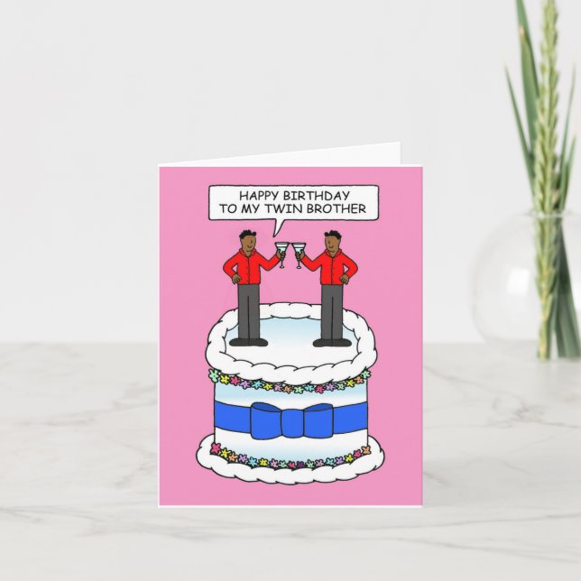 Happy Birthday Twin Brother African American Men Card (Front)