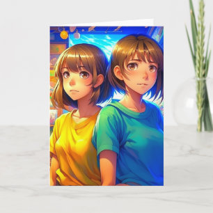 Happy Birthday Twin Sister   Anime Girls  Card