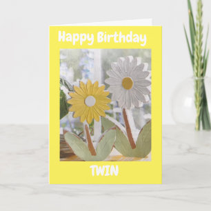 HAPPY BIRTHDAY *TWIN* WITH DAISIES CARD