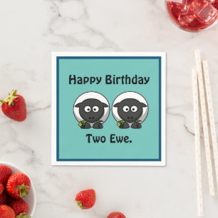 Happy Birthday Two Ewe To You Cartoon Napkin