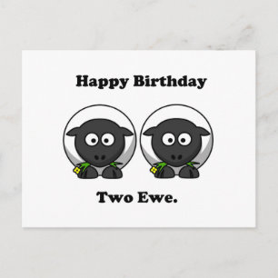 Happy Birthday Two Ewe To You Cartoon Postcard