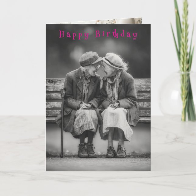 Happy Birthday Two Funny Laughing Ladies  Card (Front)