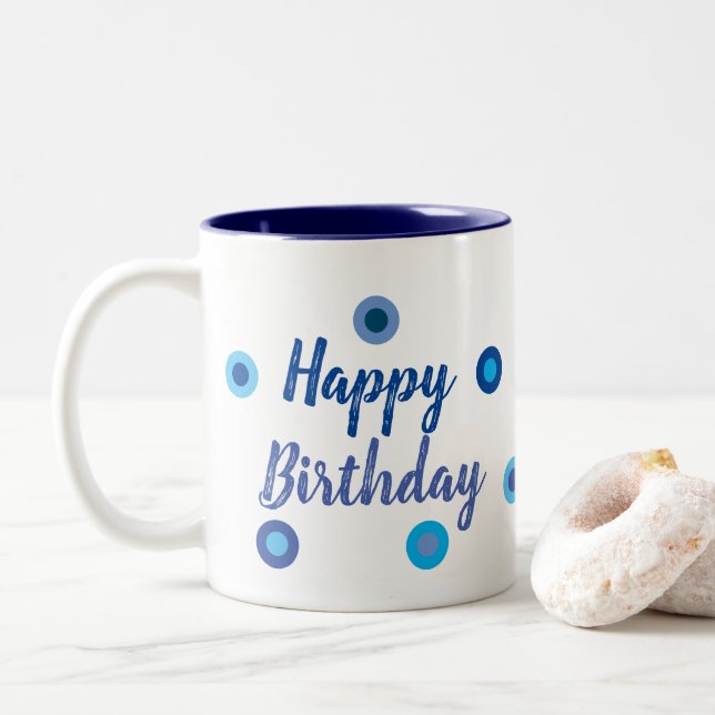Happy Birthday Two-Tone Coffee Mug (With Donut)