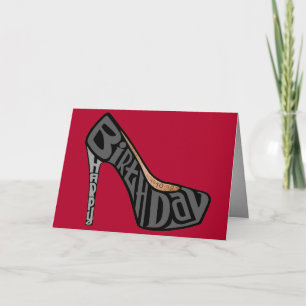 Happy Birthday Typography High Heel Greeting Card