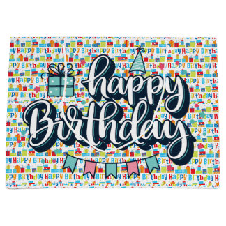 Happy Birthday Typography Large Gift Bag