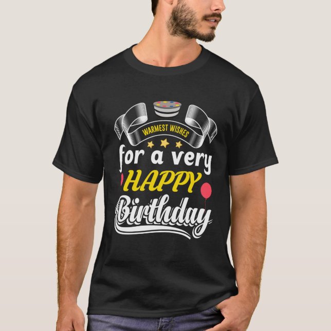 Happy Birthday Typography T Shirt (Front)