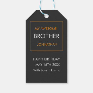 Happy Birthday, Typography White and Orange Gift Tags