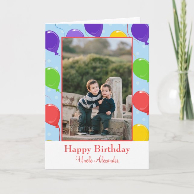 Happy Birthday Uncle Balloons Photo Card (Front)