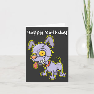 Happy Birthday Undead Zombie Dog Illustration Card