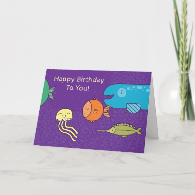 Happy Birthday Under the Sea Card with Fish (Front)
