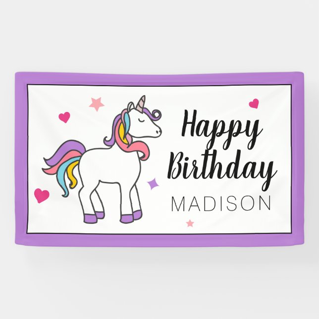 Happy Birthday | Unicorn Banner (Horizontal)
