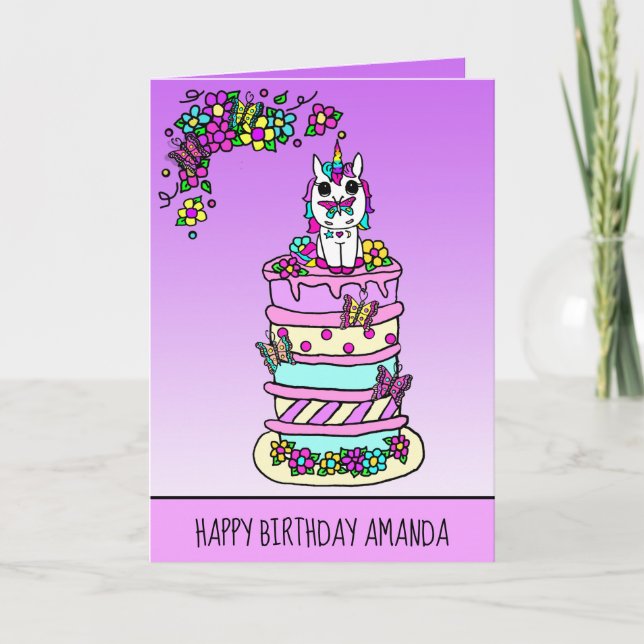 Happy Birthday Unicorn Girl's Card (Front)