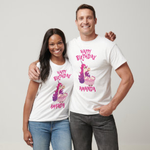 Happy Birthday Unicorn Pink Purple simple T-Shirt