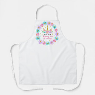 Happy Birthday Unicorn Roses Apron