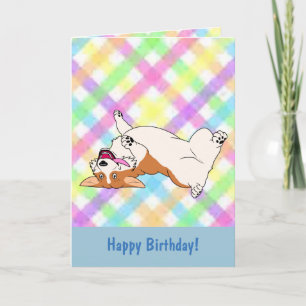 Happy Birthday Upside Down Corgi Cartoon Card