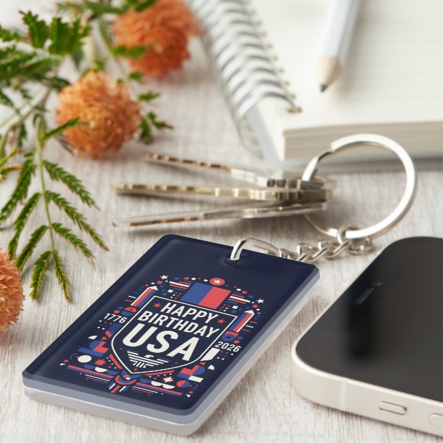 Happy Birthday USA 250 Key Ring (Front Right)