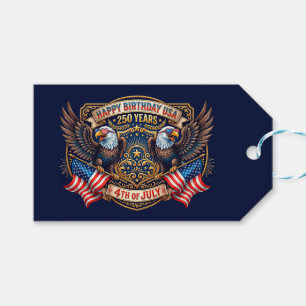 Happy Birthday USA 250 Years Patriotic Eagles Gift Tags