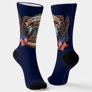 Happy Birthday USA 250 Years Patriotic Eagles Socks