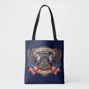Happy Birthday USA 250 Years Patriotic Eagles Tote Bag