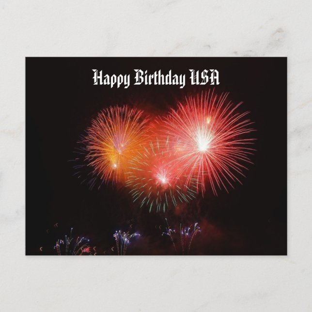 Happy Birthday USA Fireworks Holiday Postcard (Front)