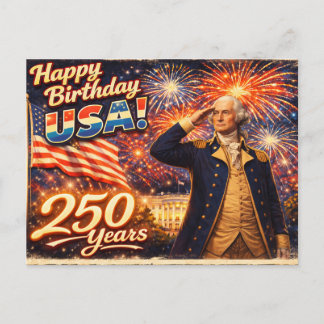 Happy Birthday USA George Washington  Postcard
