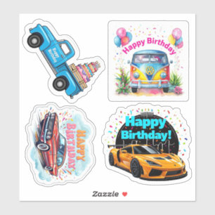 Happy Birthday Vehicle Stickers, Kids Birthday