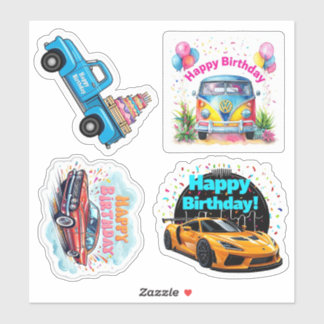 Happy Birthday Vehicle Stickers, Kids Birthday