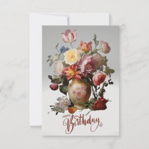 Happy Birthday Victorian Flowers in the Vase Card