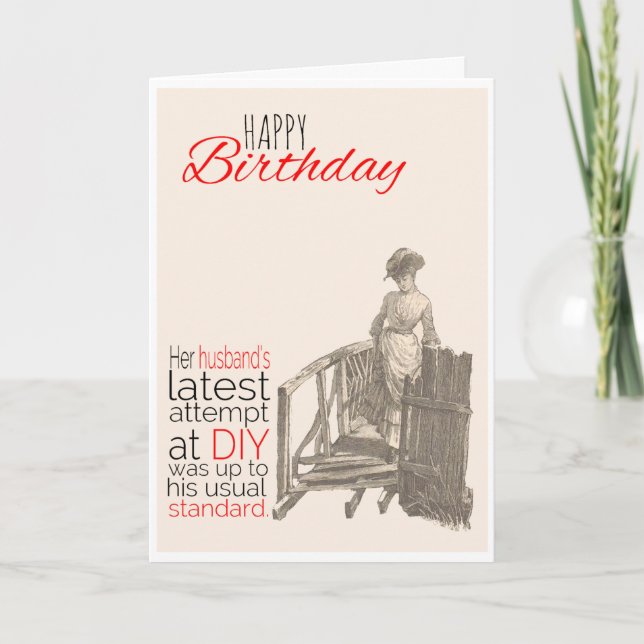 Happy Birthday, Victorian Humor, Husband DIY, Card (Front)