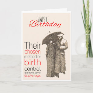 Happy Birthday, Victorian Humour, Birth Control. Card